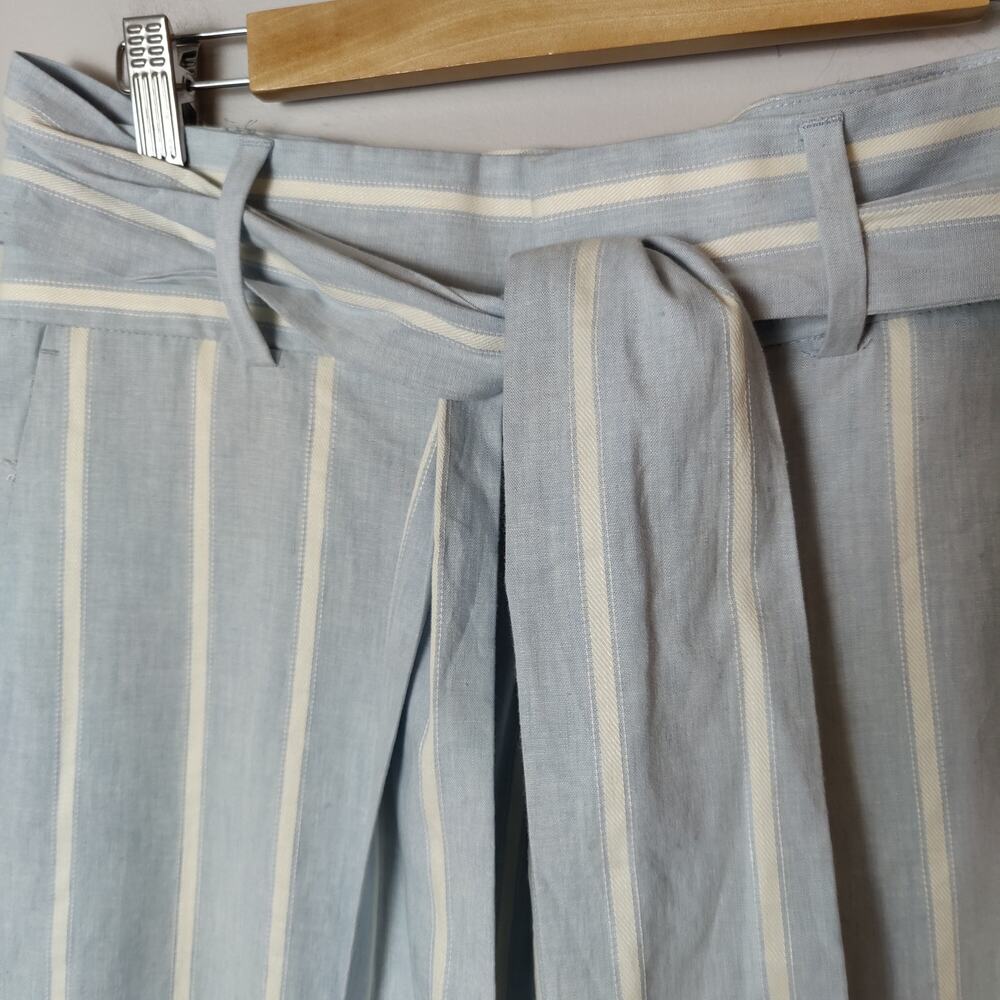 Banana Republic Women's Sz 4 Blue White Linen Blend Logan Cropped Trouser Pants - Picture 7 of 9